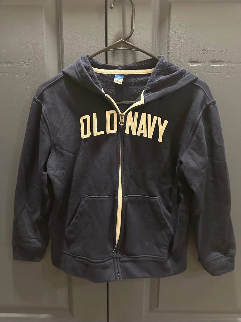 Old Navy Navy Blue Zip-Up Hoodie with Cream Trim